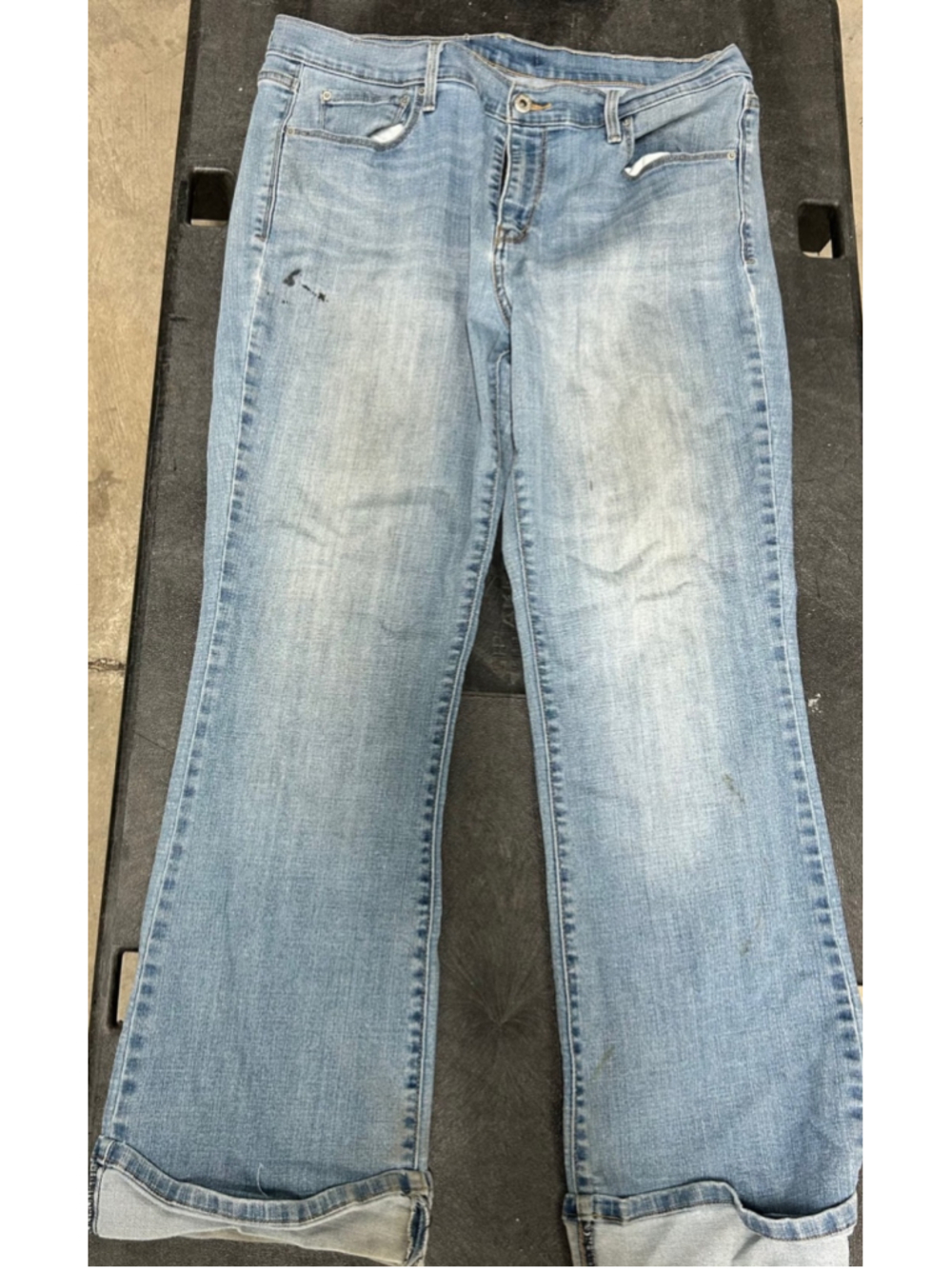 Wonder Nation Jeans Girls 14 Slim Light Wash Distressed Knee Roll Cuff